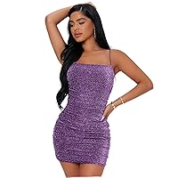 Dresses for Women Backless Ruched Glitter Bodycon Dress