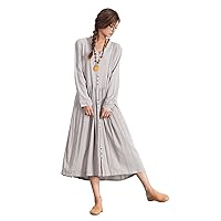 Women's Linen Cotton Casual Loose Long Dress Comfort Plus Clothing a87