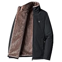 Mens Fleece Jacket Heated Zip Up Thickened Long Sleeve Jacket Composite Lamb Wool Warm Winter Coat