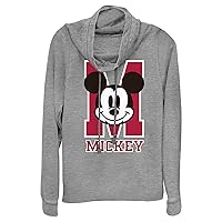 Disney Classic Mickey Mm 28 Mouse Women's Cowl Neck Long Sleeve Knit Top