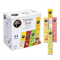 4C Powder Drink Mix Packets, Iced Tea Variety 1 Pack, 44 Count, Singles Stix On the Go, Refreshing Sugar Free Water Flavorings