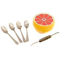 Set of 4 Grapefruit spoons, One Grapefruit Knife, and One Grapefruit Keeper