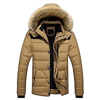 Men's Thicken Warm Winter Coat Big And Tall Plush Lining Quilted Parka Jacket Mountain Ski Snowboard Hooded Jackets