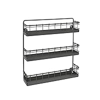 Spectrum Diversified Storage for Kitchen, Pantry, Cabinet, Industrial Gray Spectrum Vintage Wall-Mount 3-Tier Spice Rack, Large