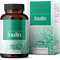 Inulin Powder Capsules - Organic Chicory Root Inulin Supplement - Prebiotic Fiber for Digestive Support & Gut Health - 1200 mg, 100 Caps