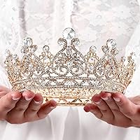 Aiosy Baroque Wedding Crown Gold Crystal Bride Tiara Bridal Headpieces Rhinestone Hair Accessories for Women and Girls (Type1) (Type 3)