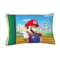 Kids Bedding Super Soft Microfiber Reversible Pillowcase, 20 in x 30 in, Mario