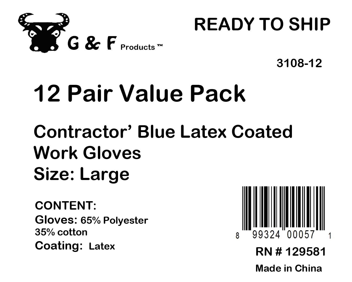 G & F Products String Knit Palm, Latex Dipped Nitrile Coated Work Gloves For General Purpose, 10-Pairsper Pack