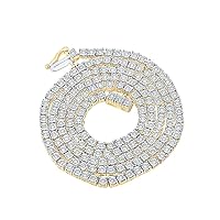 The Diamond Deal 10kt Yellow Gold Mens Round Diamond Single Row Chain Necklace 1-1/4 Cttw