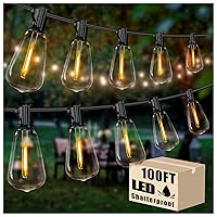 DAYBETTER 100ft Outdoor String Lights Waterproof, ST38 Globe Led Patio Lights with 24 Edison Vintage Bulbs, Connectable Outdoor Lights for Yard Porch Bistro