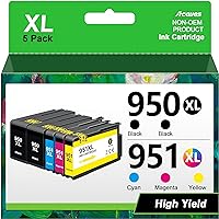 950XL 951XL Combo Replacement for HP Ink cartridges Pack Compatible Officejet Pro 8600 Cartridges Work 8100 8110 8610 8615 8616 8620 8625 8630 8640 Printers,5 Pack,Black,Cyan,Magenta,Yellow