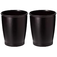 Small Round Plastic Trash Cans, The Kent Collection – Set of 2, 8.35” x 8.35” x 10”, Bronze