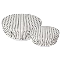 Now Designs Reusable Bowl Cover to Reduce Waste, Ticking Stripe - Large & Medium | Set of 2