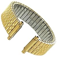 15-20mm Hirsch Expansion Stainless Steel Textured Gold Tone Watch Band 0131