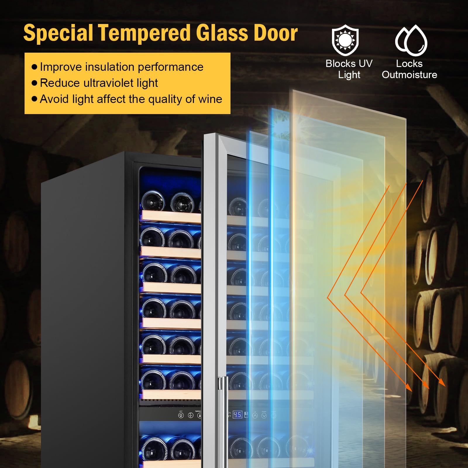FoMup 30 Inch Wine and Beverage Refrigerator and 24 Inch Wine Cooler Dual Zone 180 Bottles Bundle