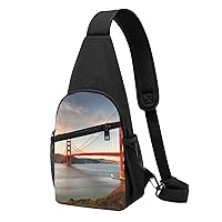 Sling Bag Crossbody for Women Fanny Pack Golden Gate Bridge Chest Bag Daypack for Hiking Travel Waist Bag