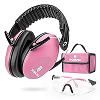 WORKPRO Kids Ear Protection Noise Cancelling Headphones Hearing Protection Safety Earmuffs Set, Safety Glasses, Tool Bag