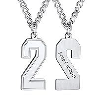 ChainsHouse Men 0-9 Jersey Number Necklace, Custom Necklace Baseball/Basketball/Football with Number, Personalized Number Pendant Stainless Steel Chain Sports Necklaces for Men Women, with Gift Box