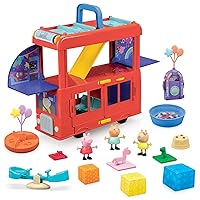 2-in-1 Party Bus Playset with 3 Figures and 13 Accessory Pieces, Preschool Toys for Girls and Boys 3 and Up