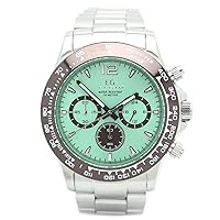 Elgin EG-002-GR Men's Silver Wristwatch, Dial Color - Green, Watch