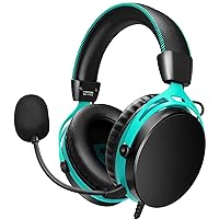 G9400 Gaming Headset for PS4 PS5 PC Xbox One Controller, Noise Cancelling Over Ear Headphones with Mic, Bass Surround Sound, Memory Earmuffs, Wired Headsets for Mac Laptop Super Nintendo Gameboy-Green