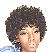 Andongnywell Short Afro Curly Human Hair Wigs for Women Wigs Hair African Wigs Curly Wigs Density Natural Color