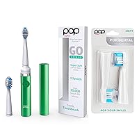 Pop Sonic Electric Toothbrush (Green) Bonus 2 Pack Replacement Heads- Travel Toothbrushes w/AAA Battery | Kids Electric Toothbrushes with 2 Speed & 15,000-30,000 Strokes/Minute