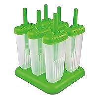 Traditional Popsicle Making Tray Ice Pop Molds, Set of 6, Green