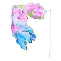Winged Sirenny Youth Silk Ribbon Dancer Wand, Church Worship & Praise Adoration Dance Flag Banner, Juggling Play Silk Streamer with Rods.