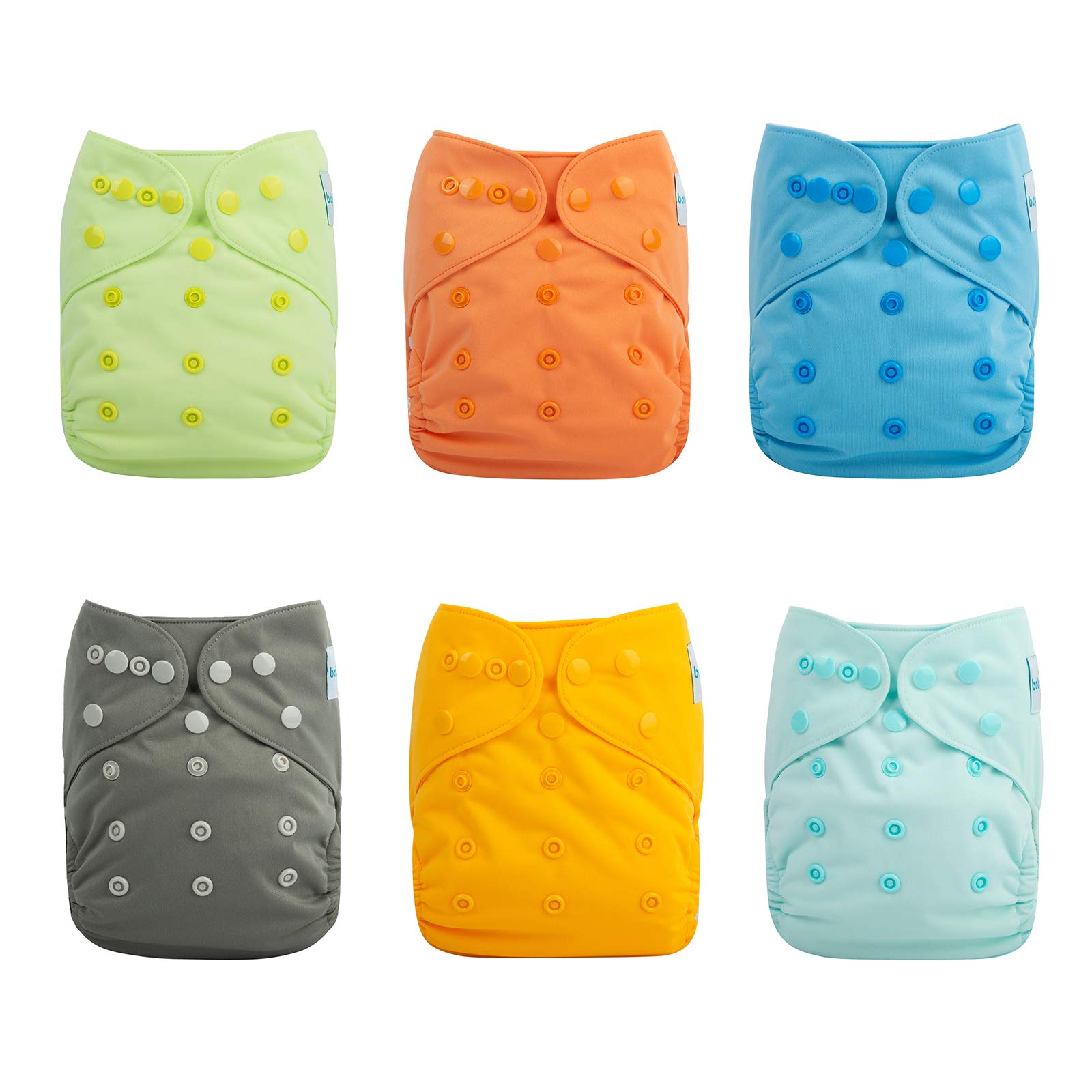 Babygoal Cloth Diaper Covers for Fitted Diapers and Prefolds with Double Gusset,Adjustable Reusable for Baby Boys, 6pcs Covers+One Wet Bag 6DCF06