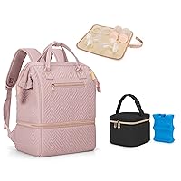 Fasrom Breast Pump Backpack Bundle with Baby Bottle Cooler Bag with Ice Pack Fits 4 Baby Bottles up to 5 Ounce, Easily Attaches to Stroller