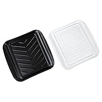 Tovolo Prep & Serve BBQ Trays Set of 2 (Medium - Black/White) - Serving Trays for Kitchen, Grill, Meal Prep, Smoker, Griddle, Barbeque, & More/BPA-Free & Dishwasher-Safe