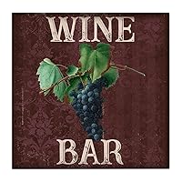 Carved Wooden Plaque Wine Bar,Grape,Art,Fresh Fruit,Sweet,Natural,Delicious,Farmhouse,Green Leaves,Retro,Vintage,Rustic,Wine Grapes,Red Wine,Wine,Embroidered Background,Black, Vintage Wooden Plaque, Inspirational Quotes Wooden Sign for The Home Office Decorations 14x14 Inch