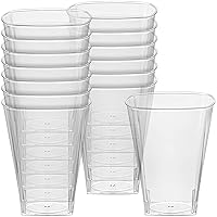 Clear Square Plastic Cups - 10 oz. (Pack of 14) - Elegant & Reusable Party Drinkware for Special Occasions, Gatherings, and Home Dining