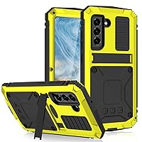 Aluminum Metal Case with Screen Protector for Samsung Galaxy S21 FE Case, Doom Armor Military Heavy Duty Shockproof Kickstand Full Cover (Color : Yellow, Size : S21)