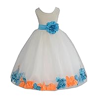 Wedding Pageant Mixed Petals Ivory Flower Girl Dress Toddler Easter Holiday 302t