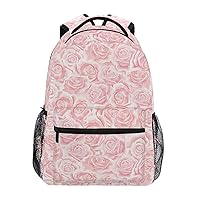 ALAZA Pink Rose Flower Pattern Backpack for Women Men,Travel Casual Daypack College Bookbag Laptop Bag Work Business Shoulder Bag Fit for 14 Inch Laptop