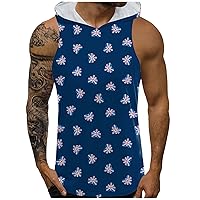 American Flag t Shirt neon Blue Tank top XL Muscle Shirts Men Sleeveless Workout top Mens Fitted Gym Shirt