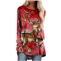 Long Shirts for Women to Wear with Leggings Christmas Candy Canes Graphic Tees Crewneck Long Sleeve Tunic Sweatshirts