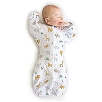 Amazing Baby Transitional Swaddle Sack with Arms Up Half-Length Sleeves and Mitten Cuffs, Easy Swaddle Transtion, Better Sleep for Baby Boys & Girls, On Safari, Small, 0-3 Mo, 6-14 lbs