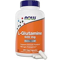 Now L-Glutamine 500mg 300 Veg Capsules - Non-GMO Supplement - Vegan Lglutamine Caps