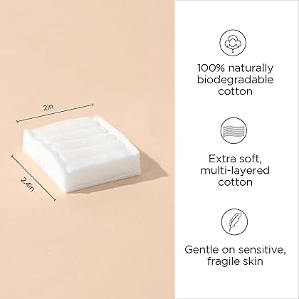 Diane Cotton Squares – 100% Real Cotton – Soft, Gentle on Face, Use for Makeup and Nail Polish Removal, Beauty Applicator - 160 Count (Pack of 1)