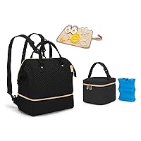 Fasrom Breast Pump Bag Backpack Bundle with Breastmilk Cooler Bag with Ice Pack Fits 4 Baby Bottles up to 5 Ounce