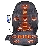 Massage Seat Cushion with Heat, 10 Vibration Motor Seat Massage Pad, Vibrating Massage Chair Mat with 5 Modes & 4 Intensities, 3 Heating Pads for Home Office, Fatigue Relief for Back, Hip, Thigh