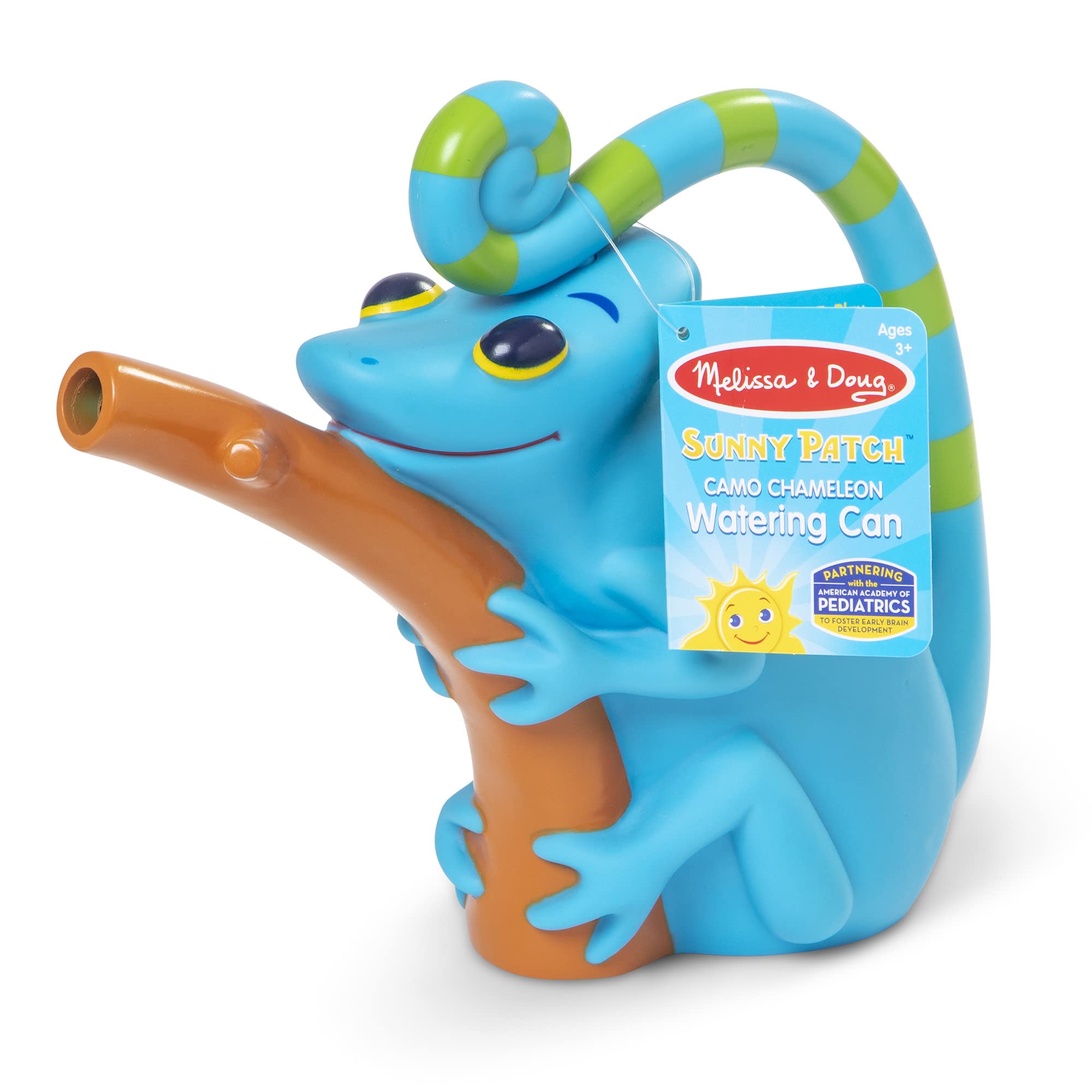 Melissa & Doug Sunny Patch Camo Chameleon Watering Can With Tail Handle and Branch-Shaped Spout