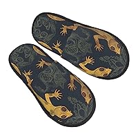 Gecko Lizards Furry Slippers for Men Women Fuzzy Memory Foam Slippers Warm Comfy Slip-on Bedroom Shoes Winter House Shoes for Indoor Outdoor Large