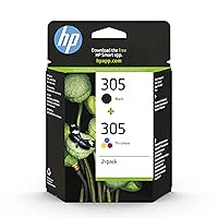 HP 305 (6ZD17AE) Original Printer Cartridge, 1 x Black, 1 x Colour for HP DeskJet 2300, 2700, 2800, 4100, 4200 series, HP DeskJet Plus 4100 series, HP ENVY 6010, 6020, 6030, 6400 series, HP ENVY Y Pro