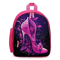 Flower High-Heeled Shoes Cute Printed Backpack Lightweight Travel Bag for Camping Shopping Picnic