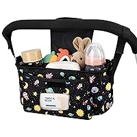 Accmor Universal Stroller Organizer with Insulated Cup Holder and Shoulder Strap, Stroller Caddy Bag Stroller Cup Holder Attachment for Uppababy, Baby Jogger, Britax Strollers