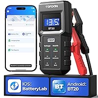 12V Car Battery Tester, TOPDON BT20 Battery Load Tester 100-2000CCA, Cranking&Charging Test via App, Record Voltage History, Automotive Battery Analyzer&Checker for Car Truck SUV Boat